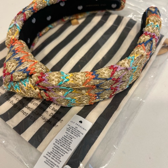Lele Sadoughi knotted raffia rainbow natural headband NWT - Picture 8 of 8